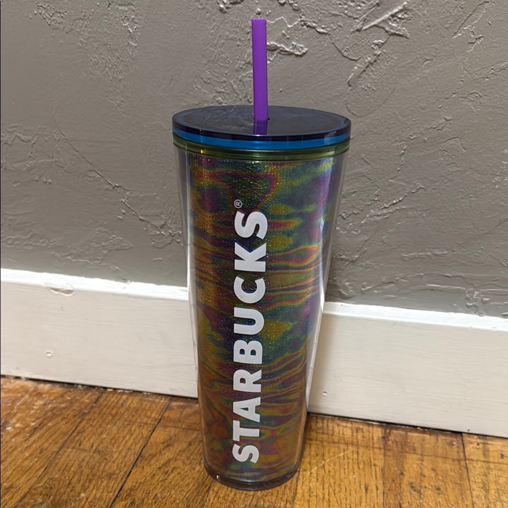 Starbucks Iridescent Tumbler with Purple Straw